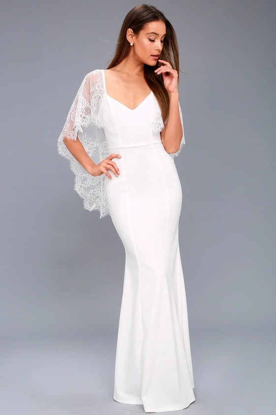 Elegant White Lace Formal Dresses